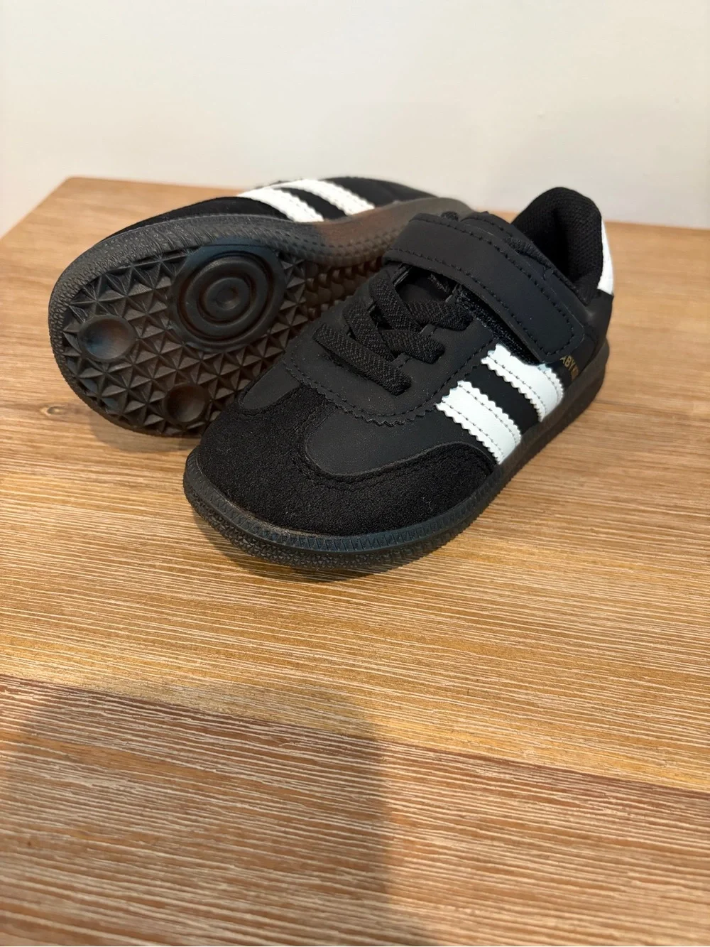 Toddler Black & White Athletic Sneakers - Classic Striped Design